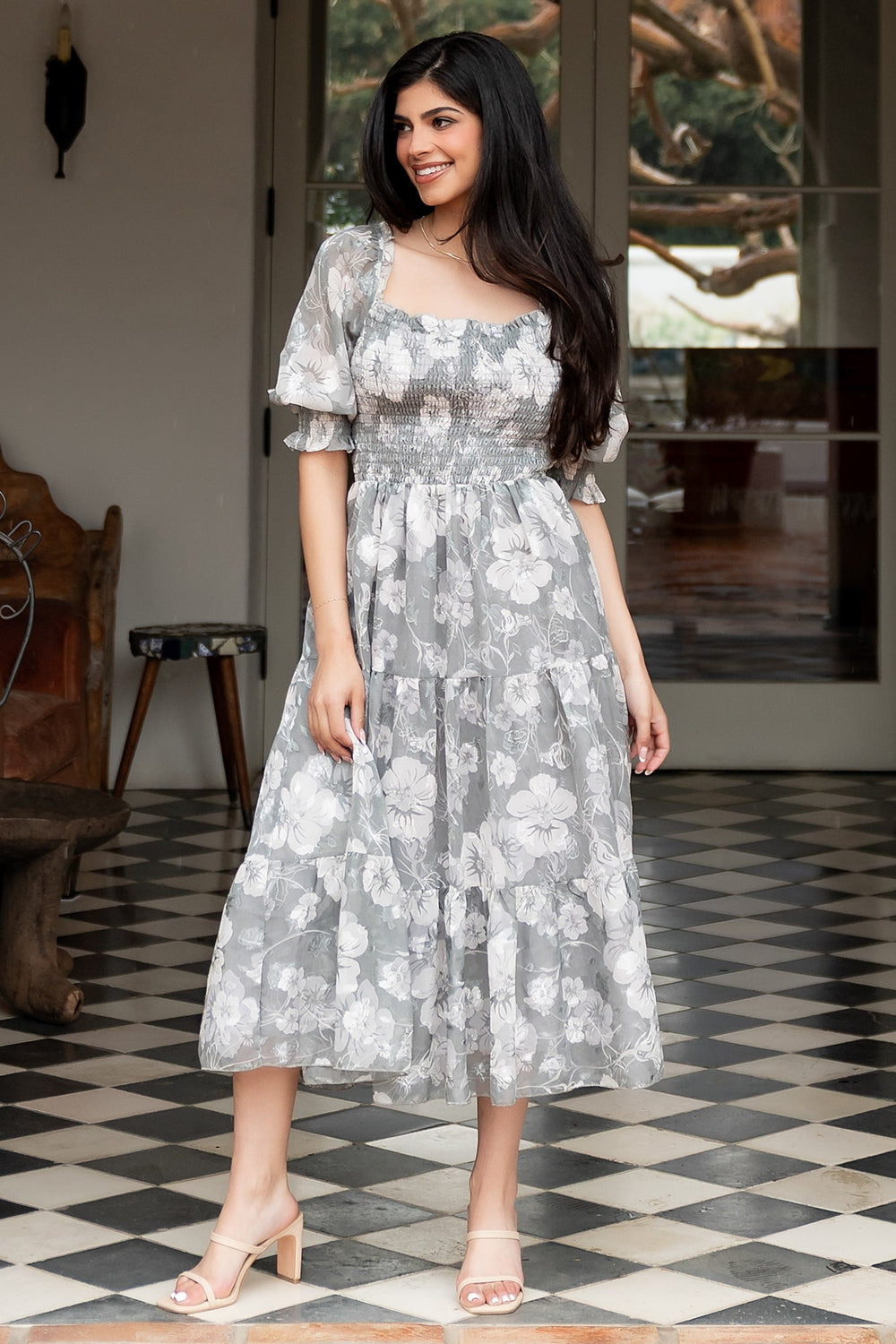 Fabian Jacquard Midi Dress | Baltic Born Dusty Sage