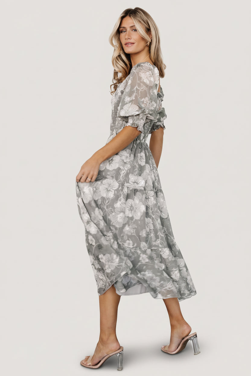 Fabian Jacquard Midi Dress | Baltic Born Dusty Sage