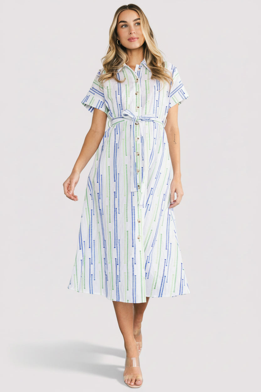 Jimena Midi Dress | Baltic Born Blue + Green Print