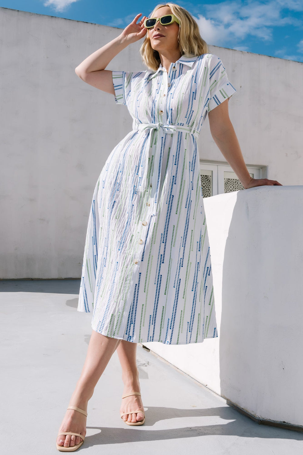 Jimena Midi Dress | Baltic Born Blue + Green Print