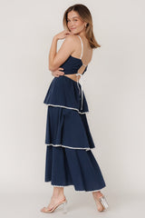 Odette Tiered Dress | Baltic Born Navy + White