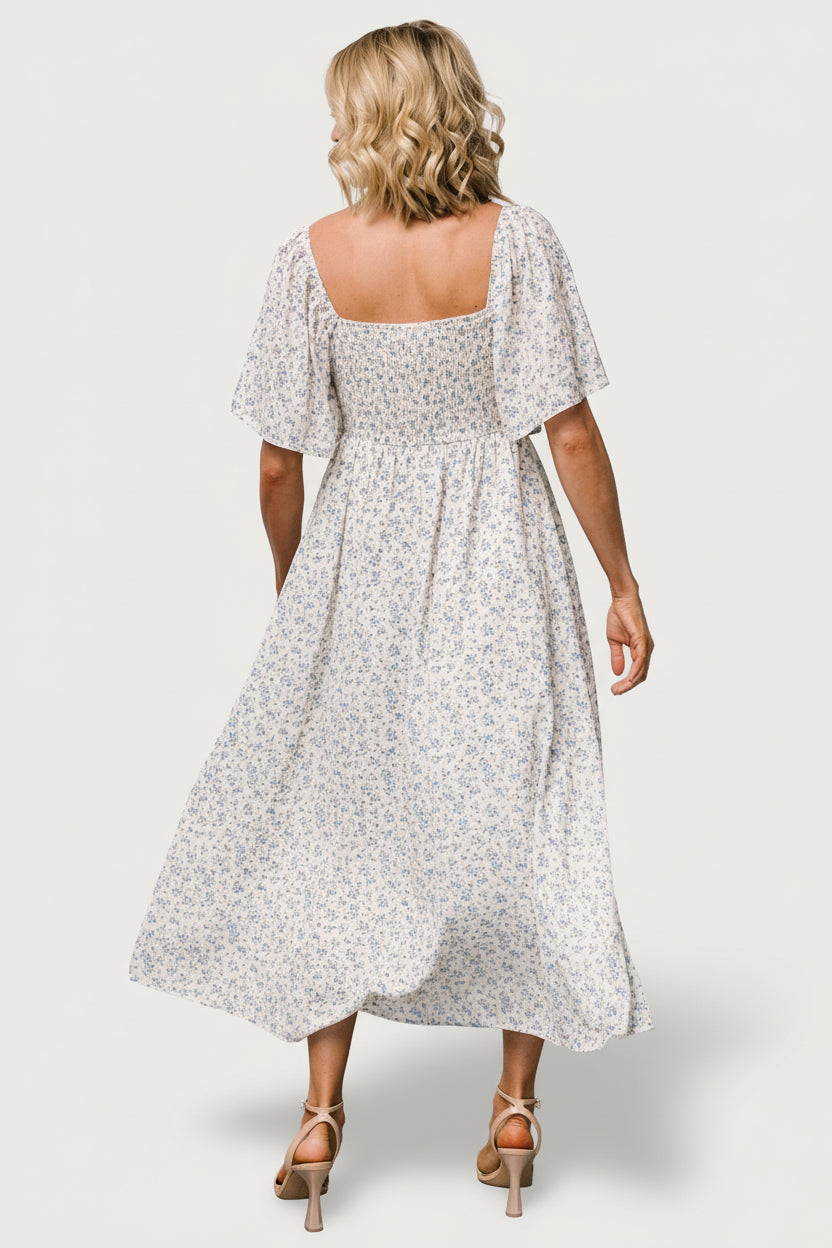 Carah Tie Dress | Baltic Born Off White + Blue Floral