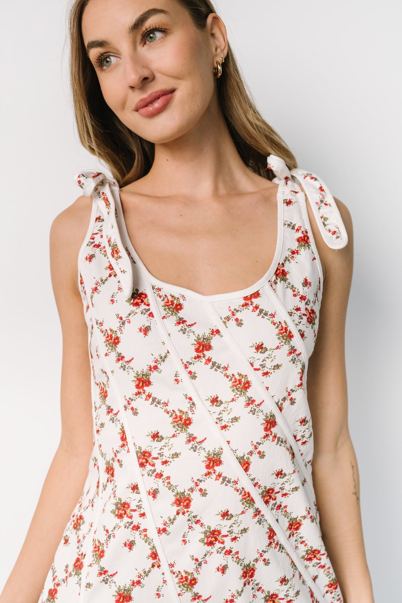Isla Tank Dress | Baltic Born Off White + Red Floral