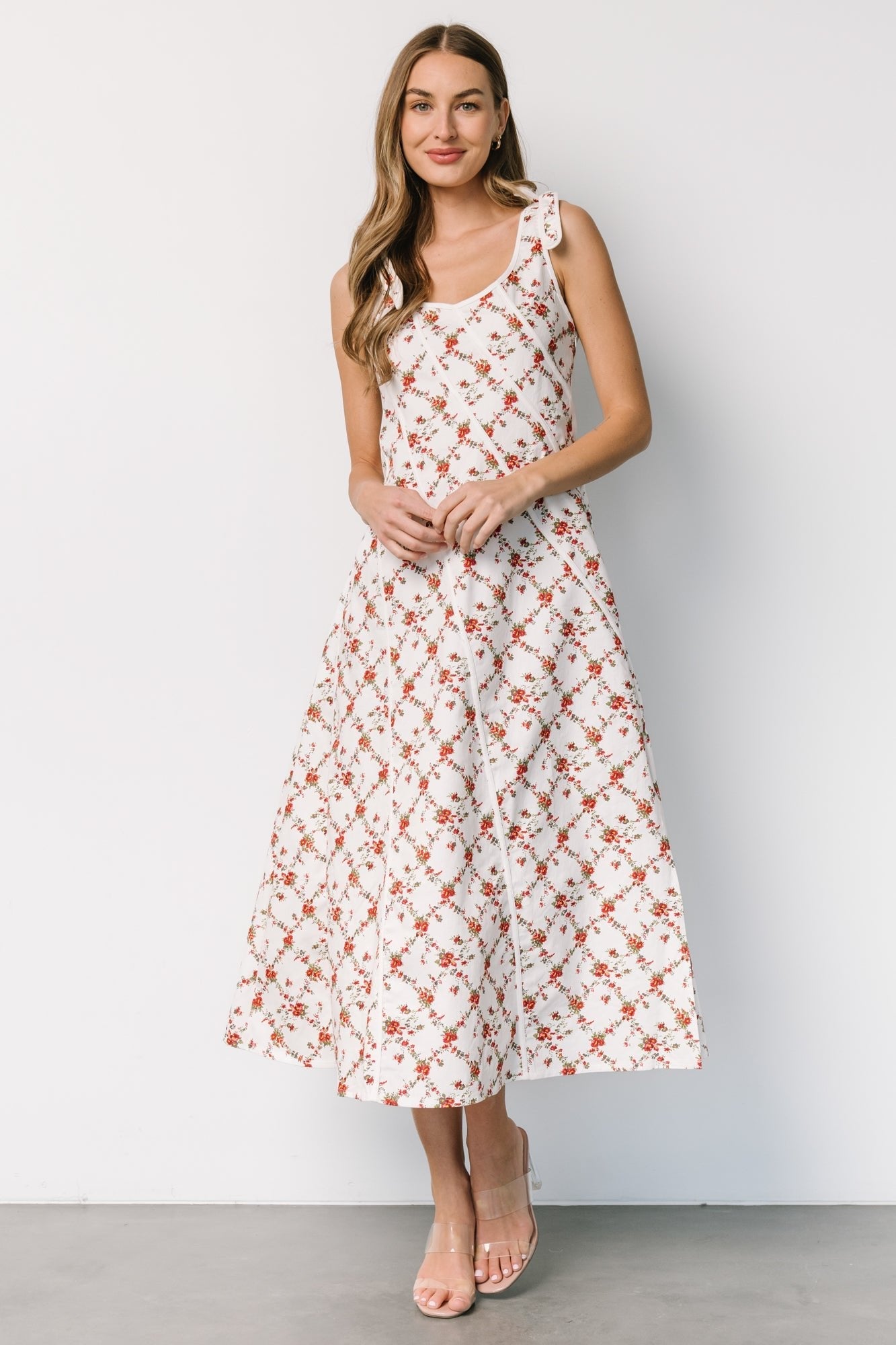 Isla Tank Dress | Baltic Born Off White + Red Floral
