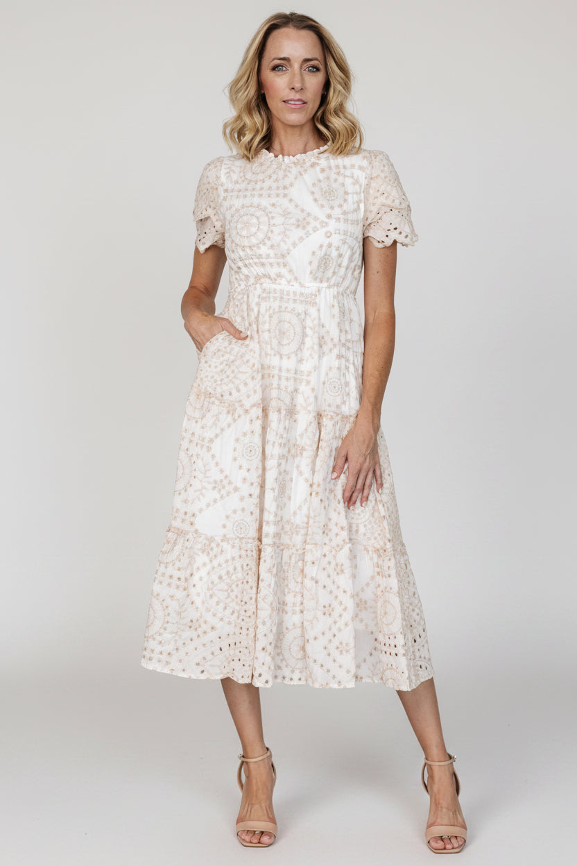 Mirabel Eyelet Midi Dress | Baltic Born White + Natural