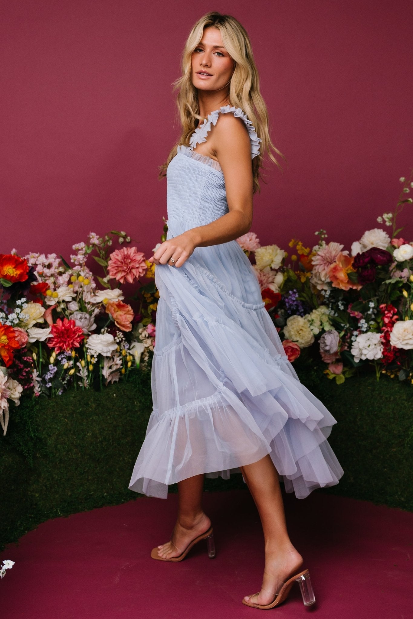 Emma Smocked Tulle Dress | Baltic Born Light Blue