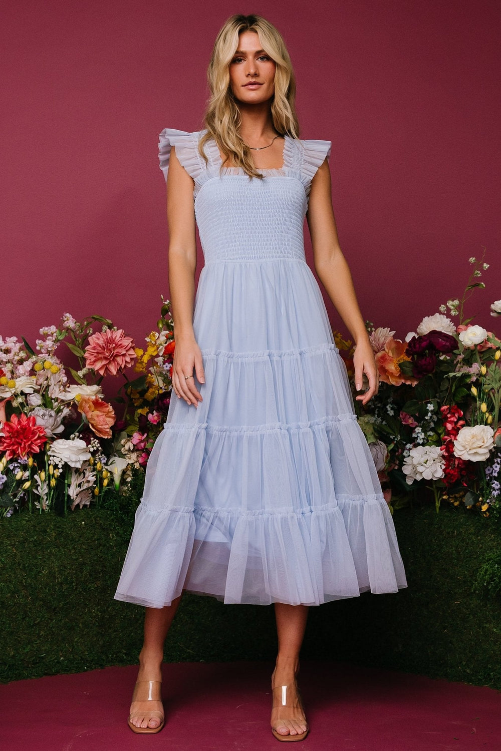 Emma Smocked Tulle Dress | Baltic Born Light Blue