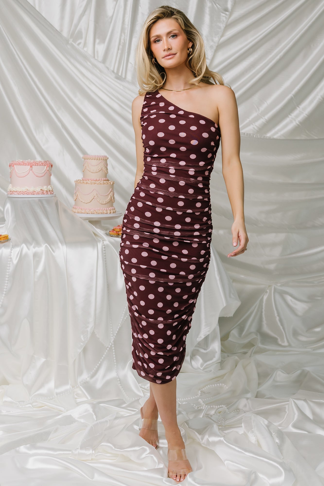 Lolli One Shoulder Midi Dress | Baltic Born Berry + Pink