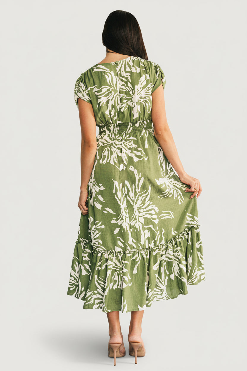 Rosa Midi Dress | Baltic Born Green Print