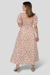 Haddie Smocked Midi Dress | Baltic Born Cream + Rose Floral