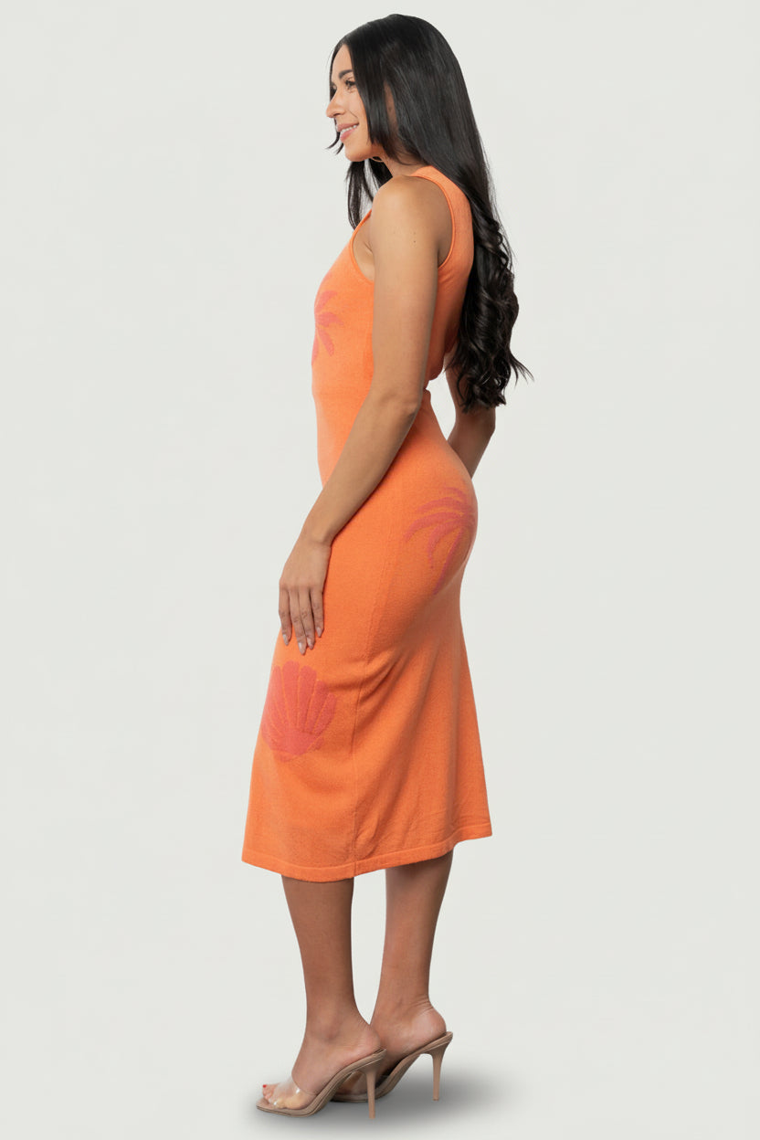 Raquel Knit Midi Dress | Baltic Born Orange + Pink Print