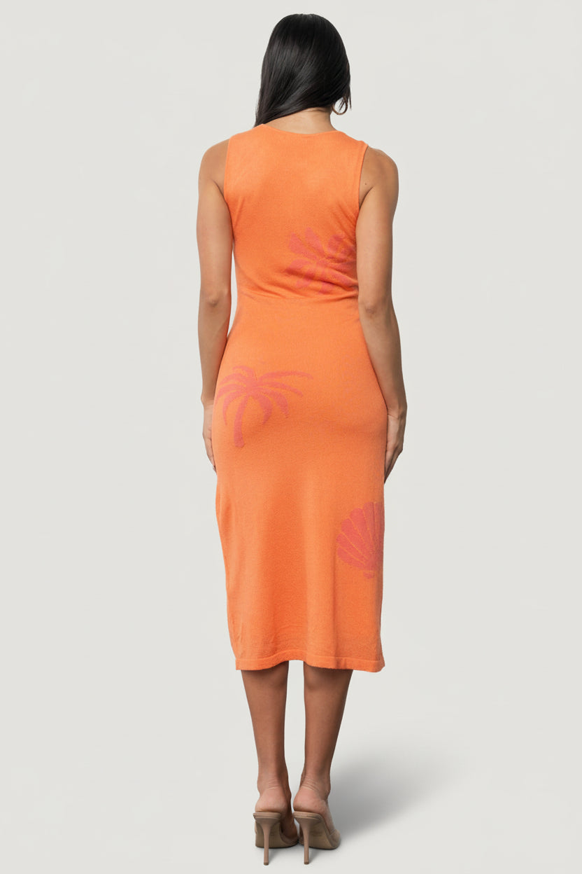Raquel Knit Midi Dress | Baltic Born Orange + Pink Print