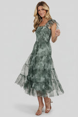 Clementine Tulle Midi Dress | Baltic Born Dusty Green Print