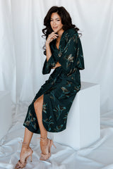 Shaneen Ruched Midi Dress | Baltic Born Jade Floral Shimmer