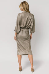 Ciara Ruched Midi Dress | Baltic Born Silver Metallic