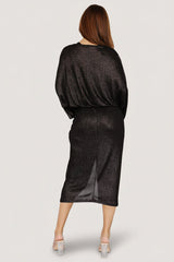 Ciara Ruched Midi Dress | Baltic Born Black Metallic