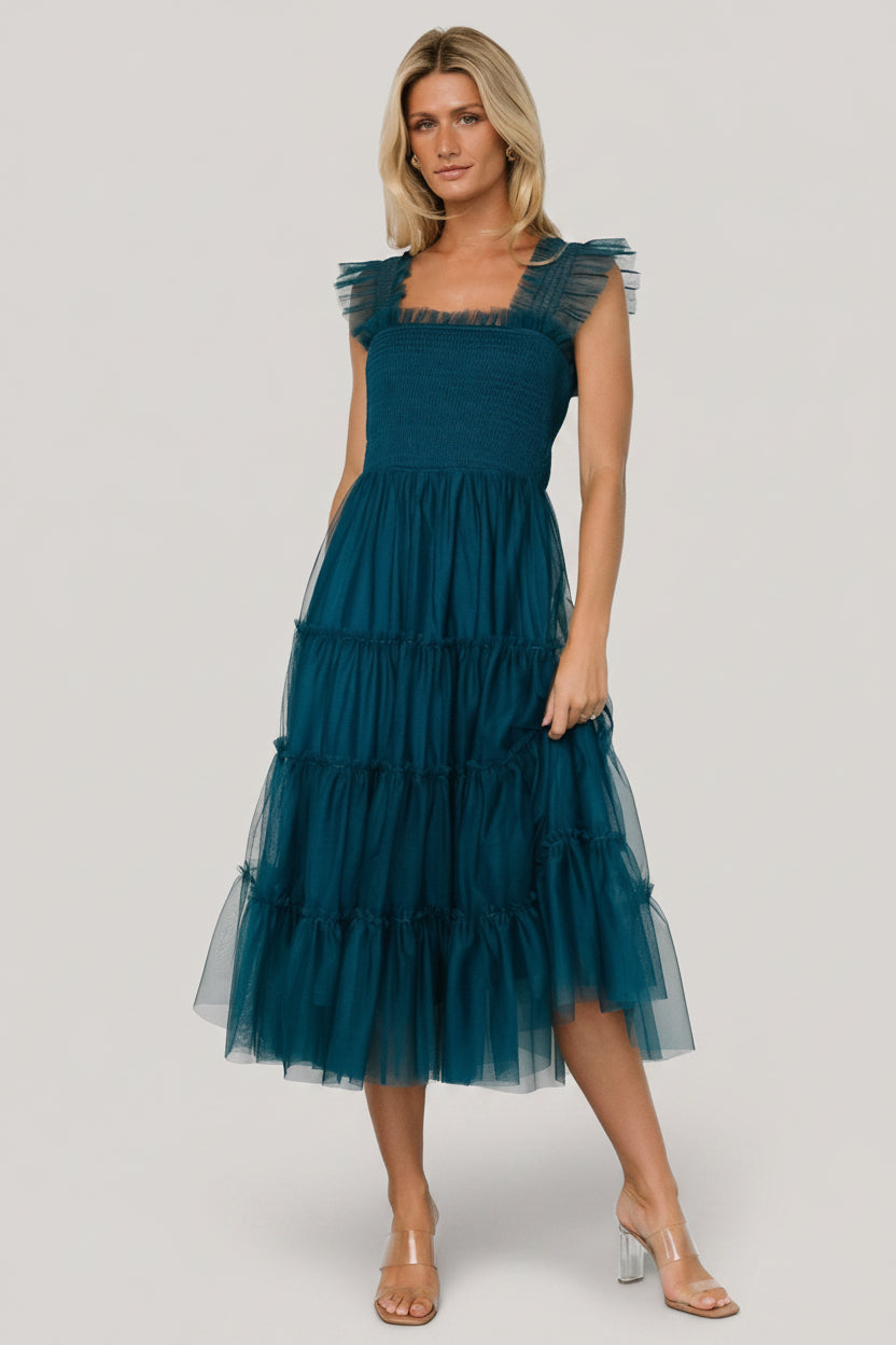 Emma Smocked Tulle Dress | Baltic Born Teal