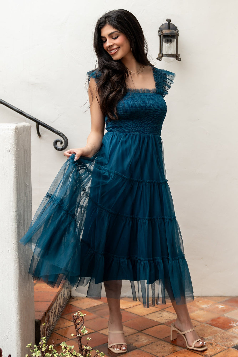 Emma Smocked Tulle Dress | Baltic Born Teal
