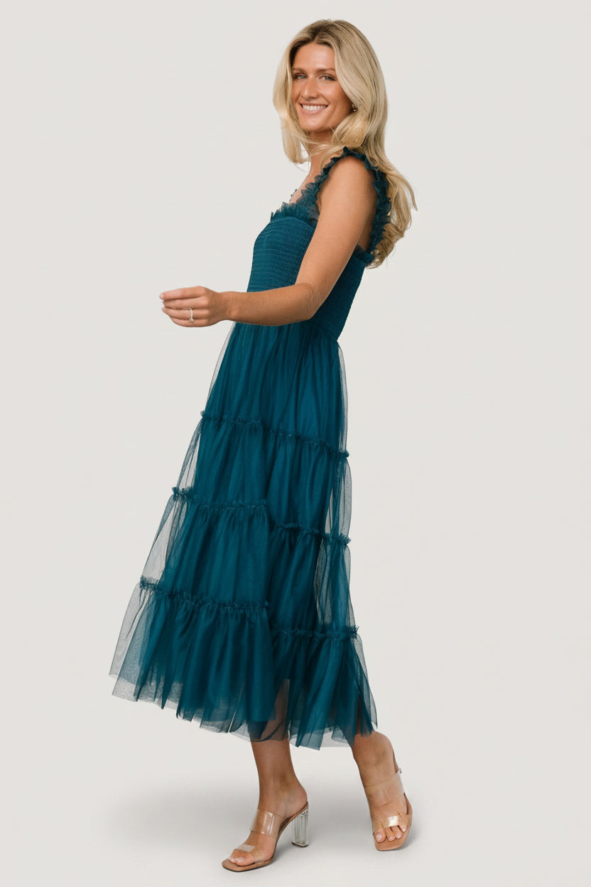 Emma Smocked Tulle Dress | Baltic Born Teal