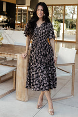Spell Boho Midi Dress | Baltic Born Black + Taupe Floral