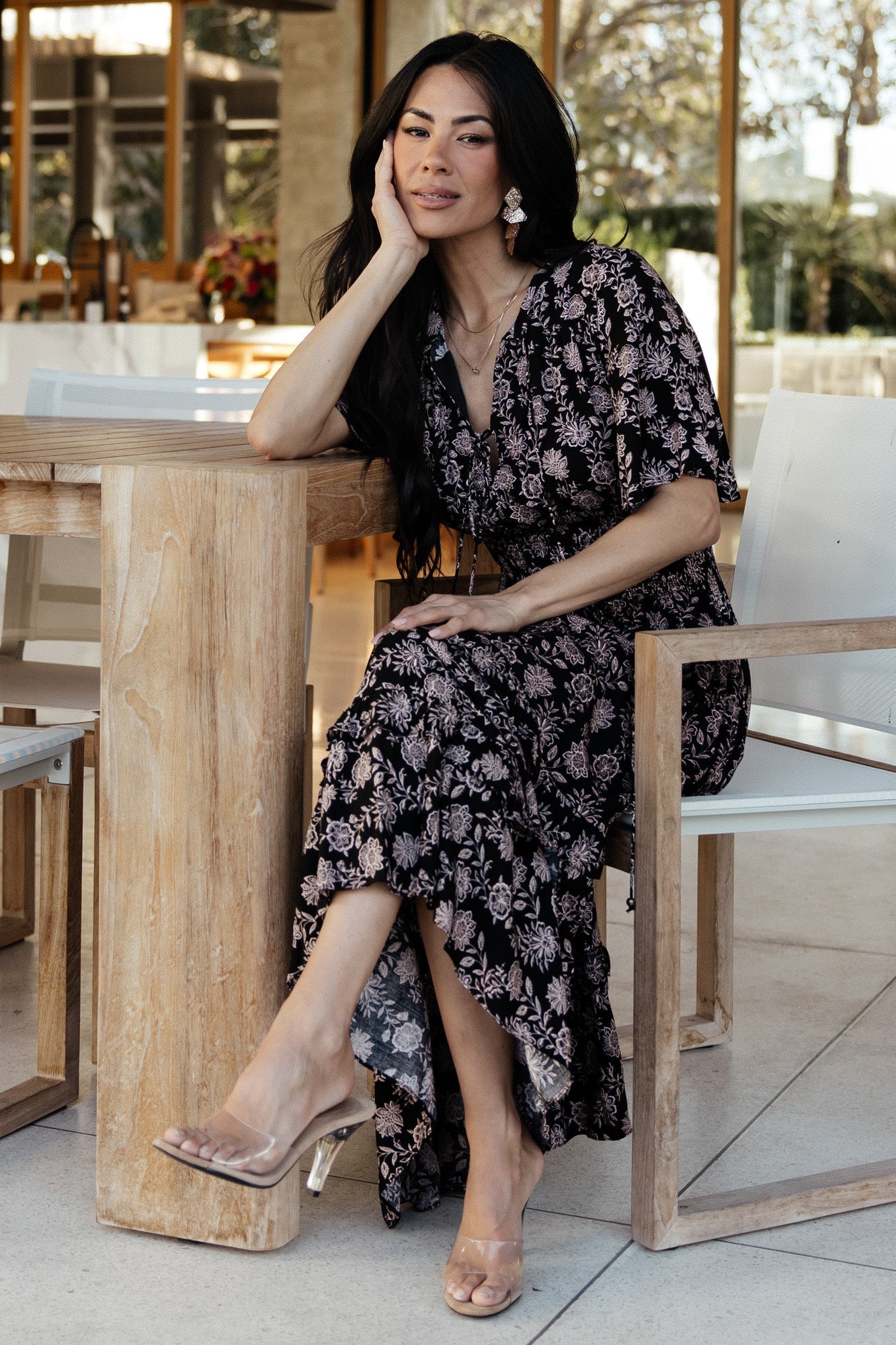 Spell Boho Midi Dress | Baltic Born Black + Taupe Floral