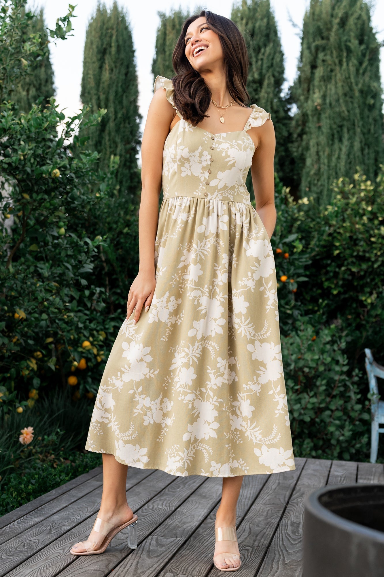 Renna Button Top Dress | Baltic Born Vintage Sage