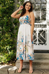 Marceline Midi Dress | Baltic Born White + Blue Floral