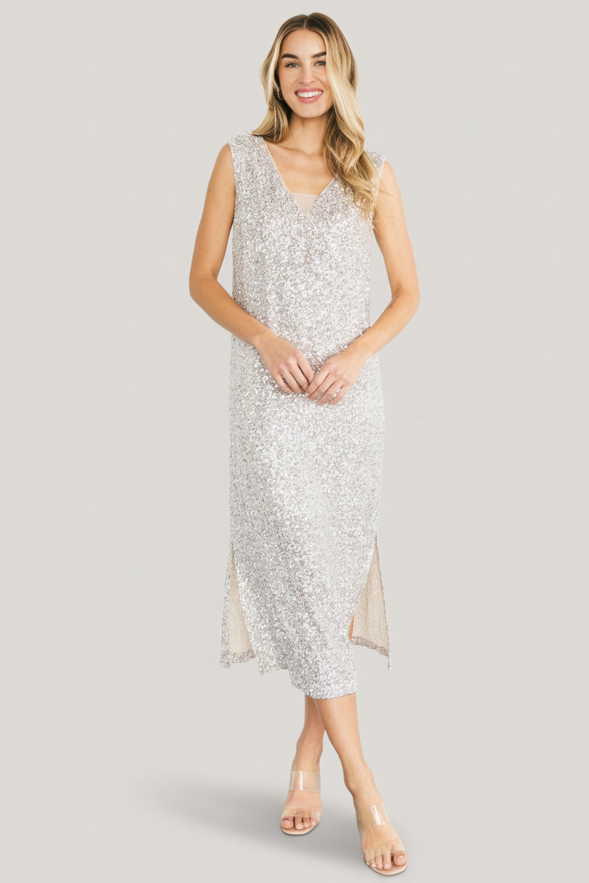 Marissa Sequin Midi Dress | Baltic Born Champagne