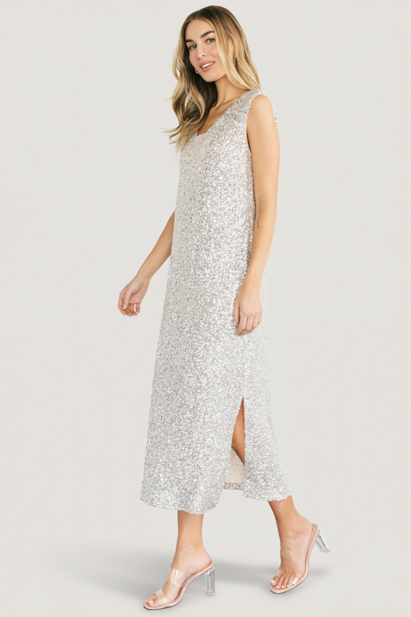 Marissa Sequin Midi Dress | Baltic Born Champagne