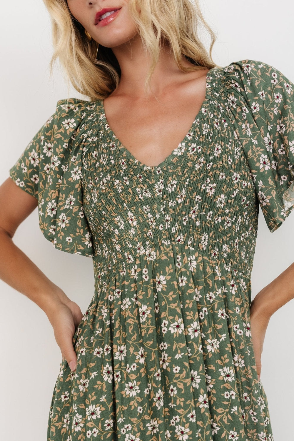Joanie Smocked Dress | Baltic Born Green Floral