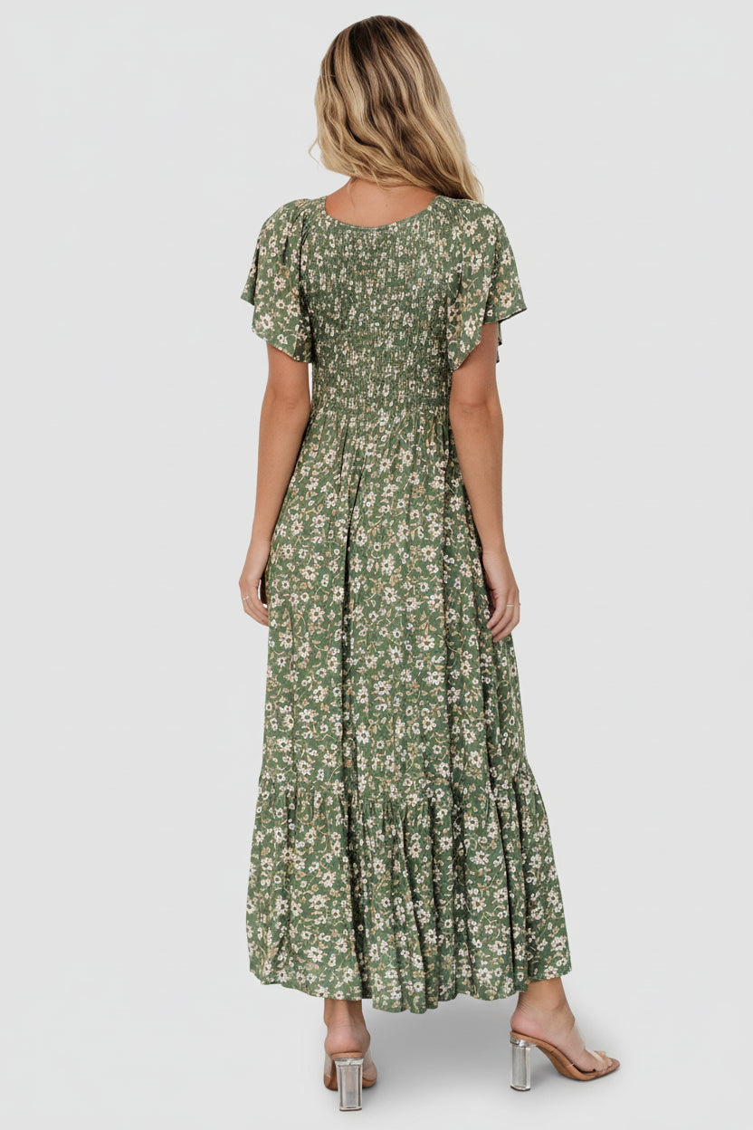 Joanie Smocked Dress | Baltic Born Green Floral