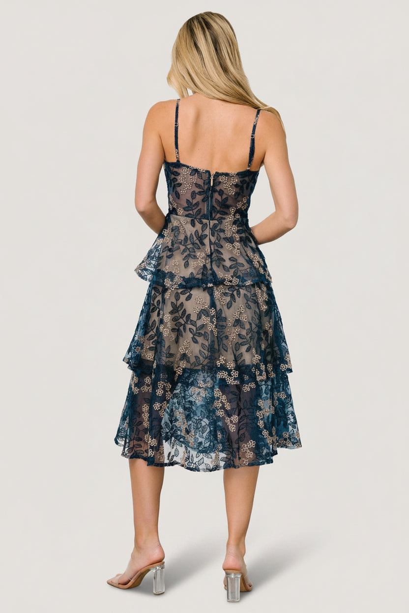 Georgiana Embroidered Midi Dress | Baltic Born Navy