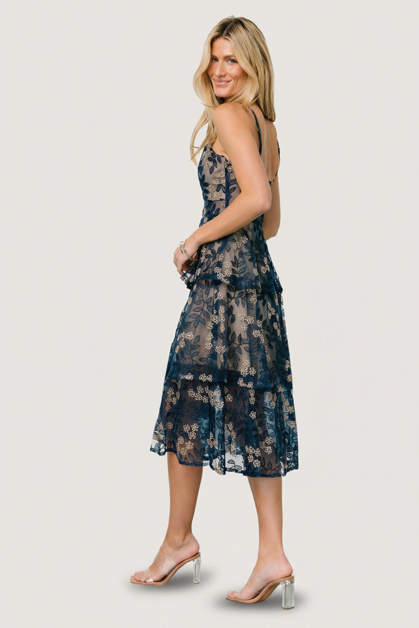 Georgiana Embroidered Midi Dress | Baltic Born Navy