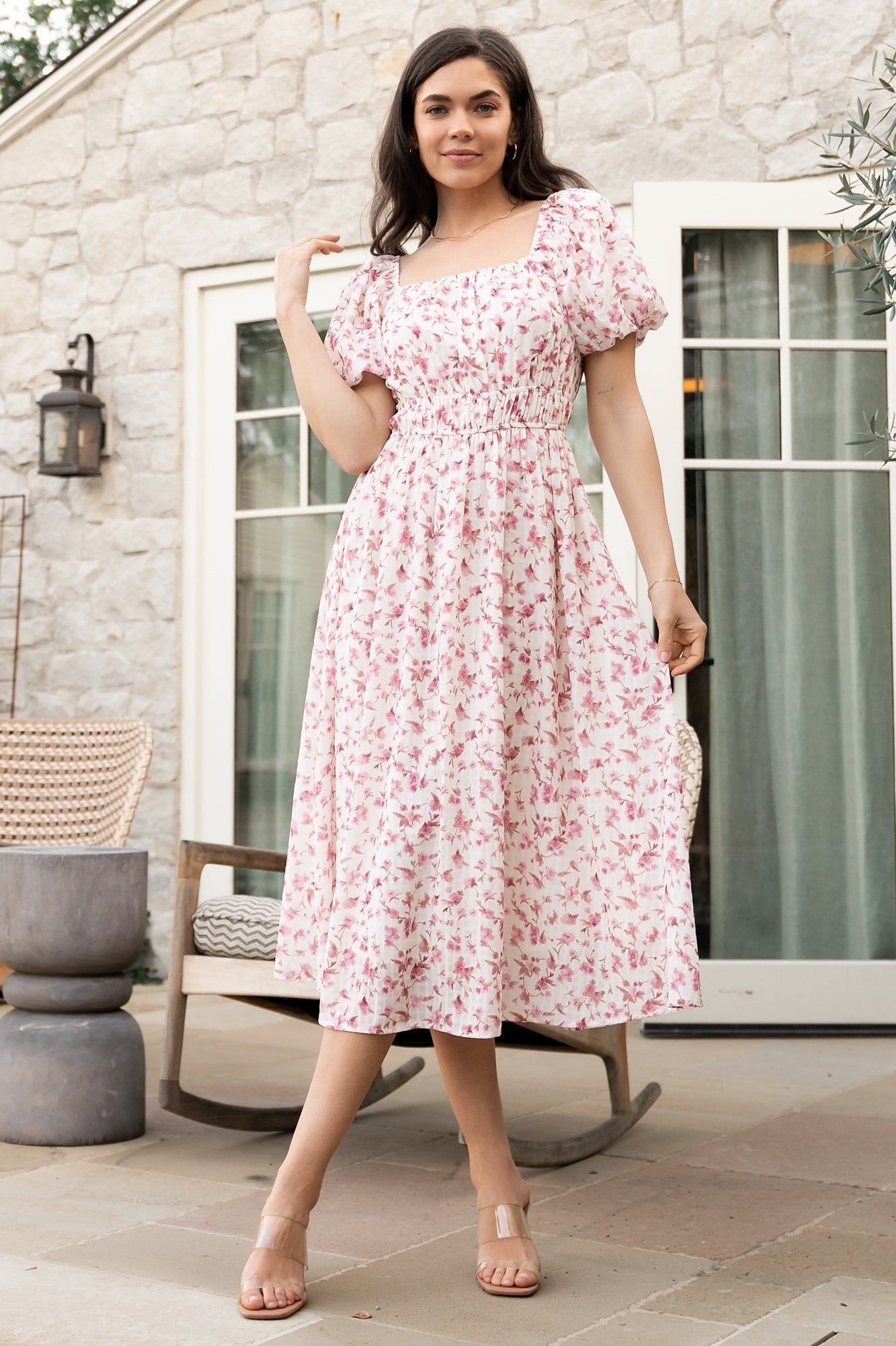 Dorine Midi Dress | Baltic Born Ivory + Blush Floral