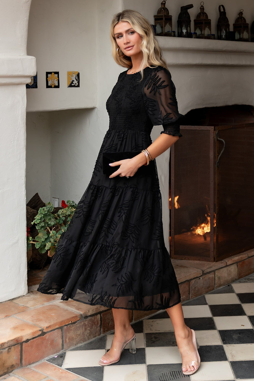 Nellie Smocked Midi Dress | Baltic Born Black
