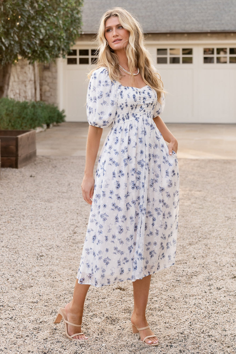 Luca Dress | Baltic Born White + Blue Floral