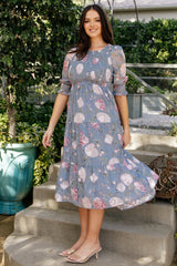 Nellie Smocked Midi Dress | Baltic Born Dusty Blue Floral