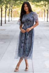 Josie Tulle Midi Dress | Baltic Born Dusty Blue Floral