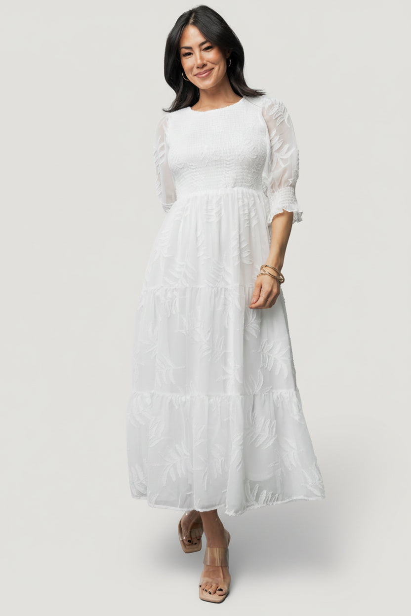 Nellie Smocked Midi Dress | Baltic Born Off White