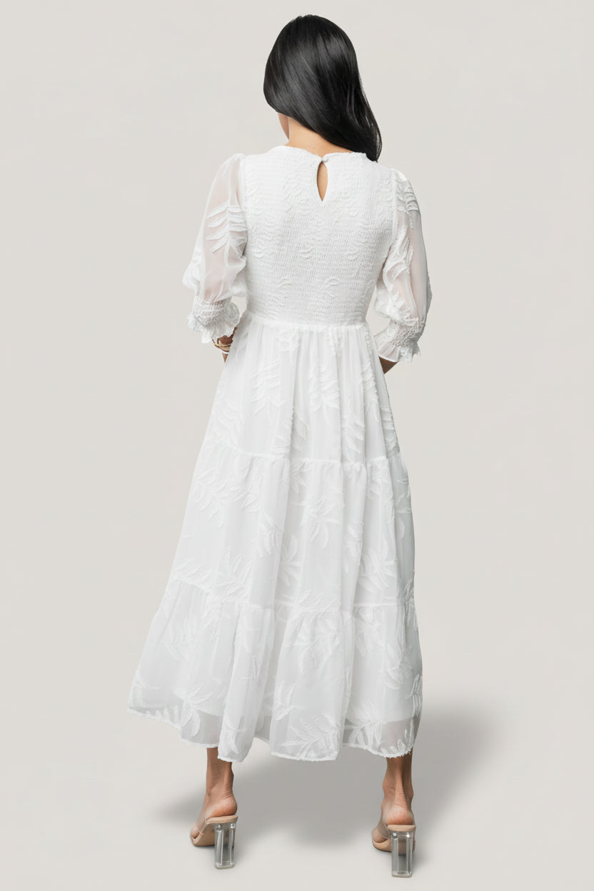 Nellie Smocked Midi Dress | Baltic Born Off White