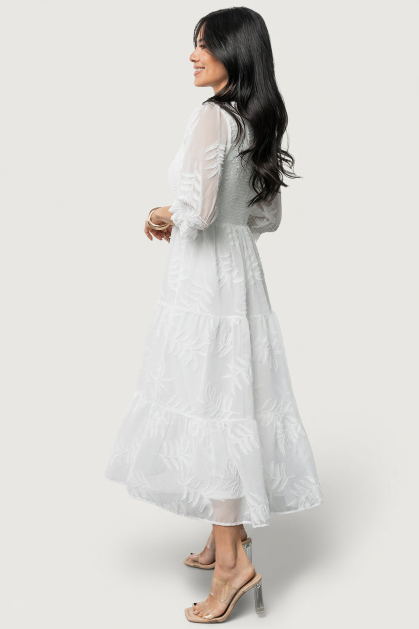 Nellie Smocked Midi Dress | Baltic Born Off White