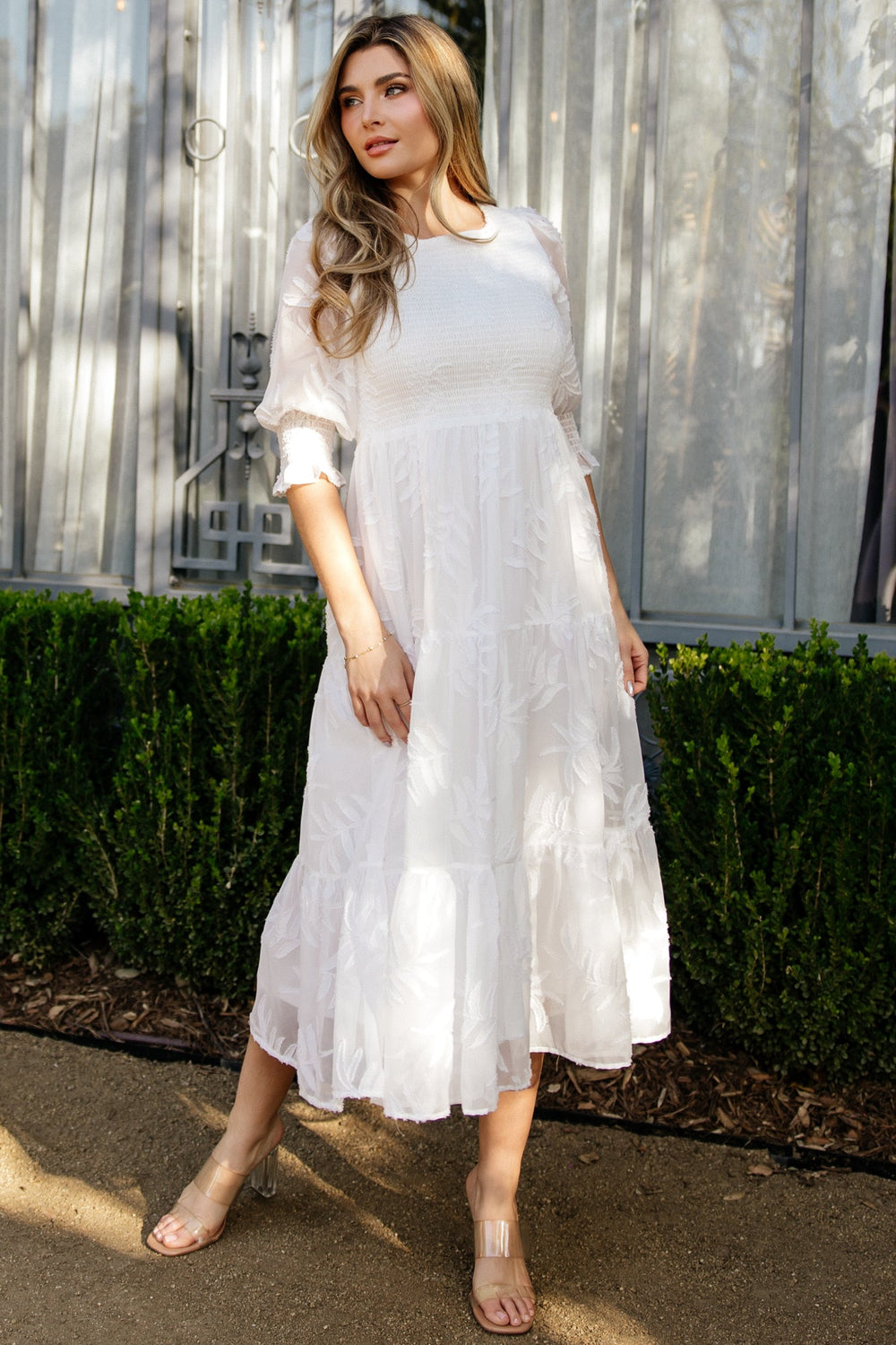 Nellie Smocked Midi Dress | Baltic Born Off White