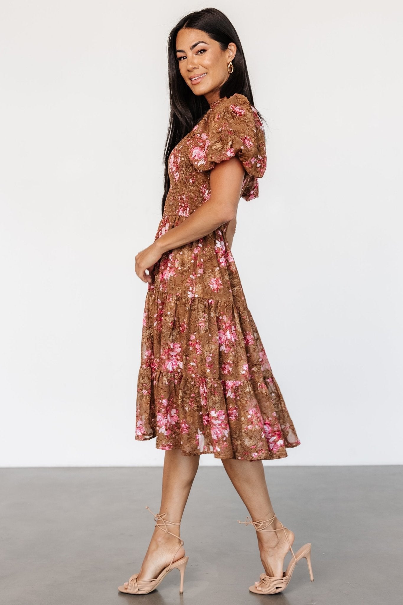 Lizzy Midi Dress | Baltic Born Copper + Pink