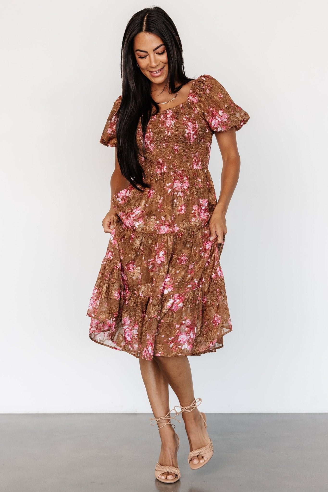 Lizzy Midi Dress | Baltic Born Copper + Pink