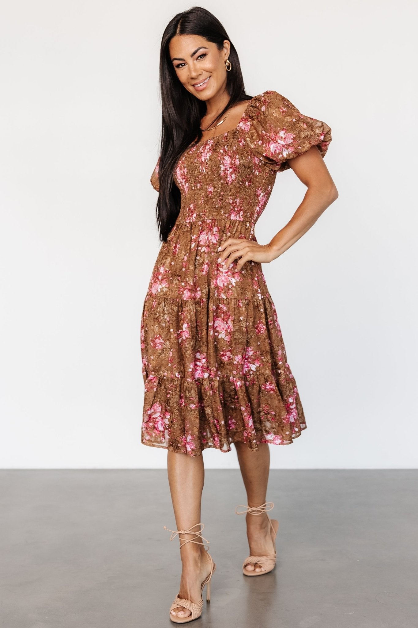 Lizzy Midi Dress | Baltic Born Copper + Pink