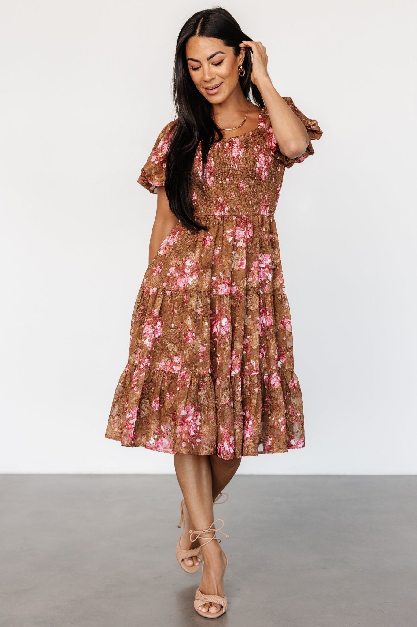 Lizzy Midi Dress | Baltic Born Copper + Pink