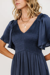 Lovell Smocked Midi Dress | Baltic Born Midnight Blue