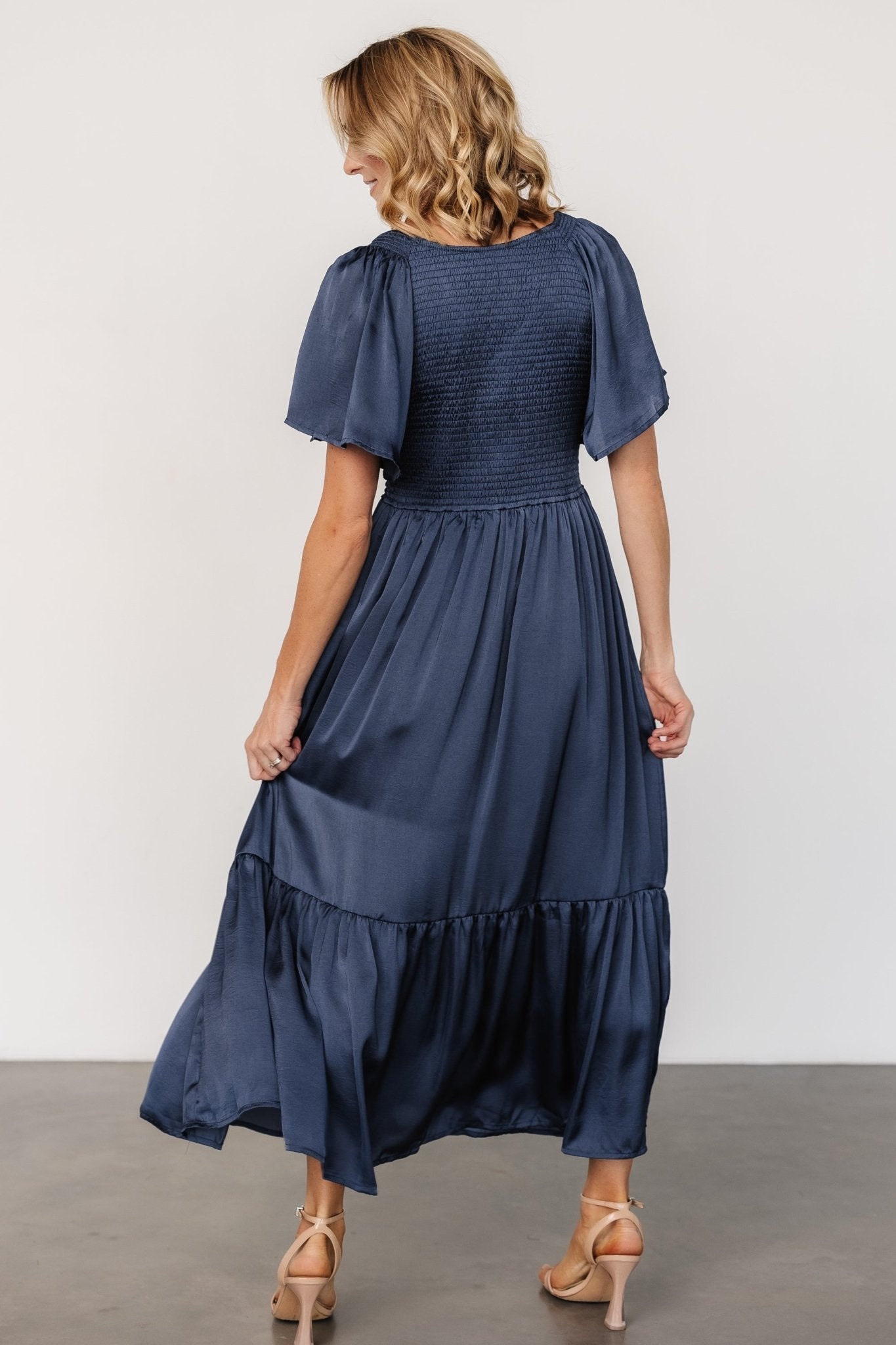 Lovell Smocked Midi Dress | Baltic Born Midnight Blue