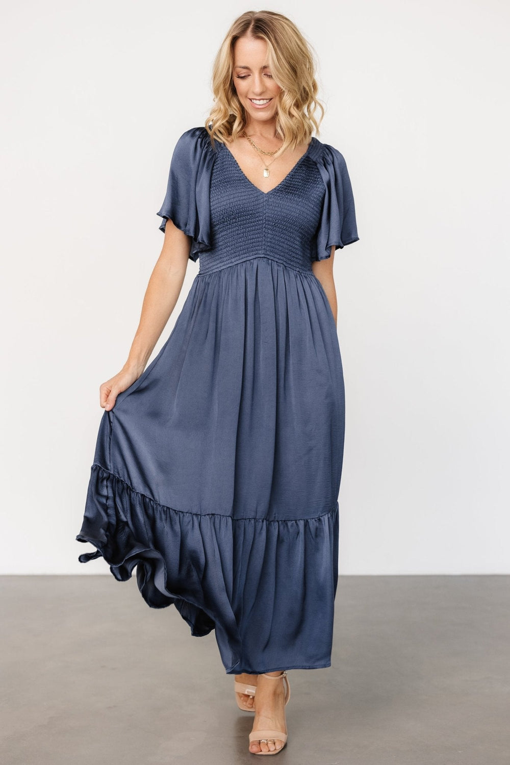 Lovell Smocked Midi Dress | Baltic Born Midnight Blue