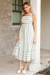 Soren Tie Back Dress | Baltic Born Sage Stripe